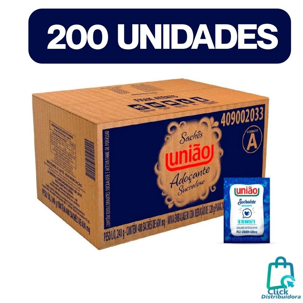 Kit com 200 unidades Adoçante União Sucralose Sachê em Oferta na Shopee