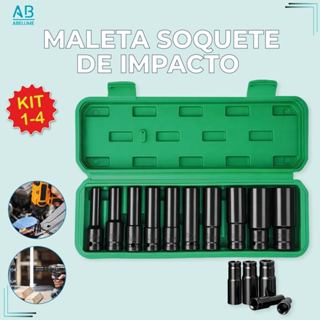 Kit Maleta Soquete de Impacto Material de Aço Carbono Alta Qualidade Soquete Sextavado Longo em Oferta na Shopee