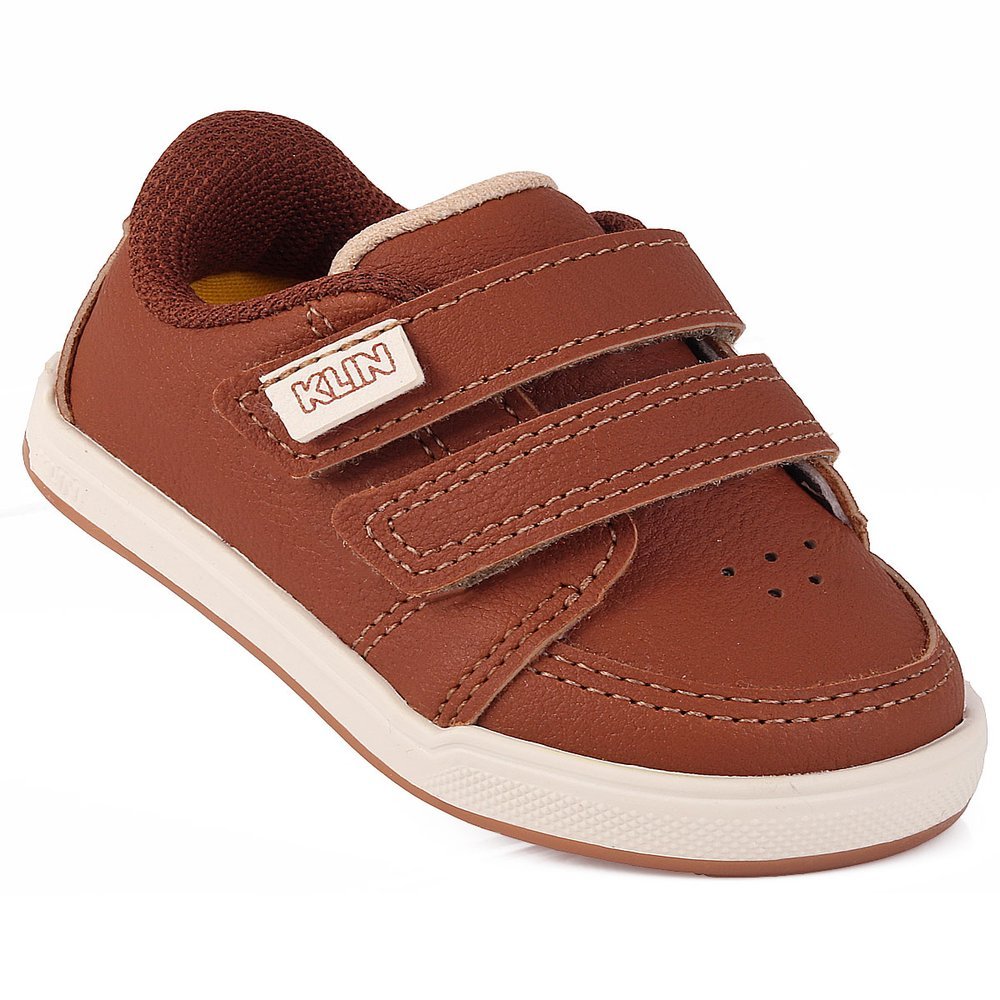 Tênis Infantil Menino Klin Original Flyer Velcro Duplo Conforto Anatômico - Caramelo