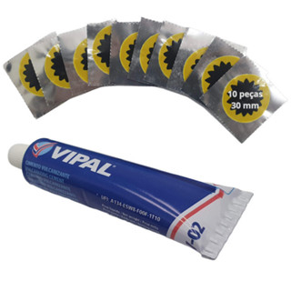Kit 10 Remendos Tipo Estrela 30mm Bike, Moto Vipal Original + Cola em Oferta na Shopee
