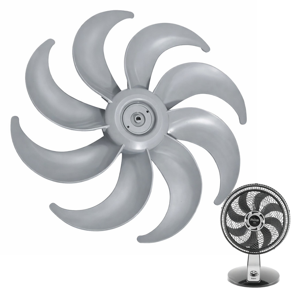 Hélice De Ventilador 40cm 8 Pás Compativel Philco Pvt490 Cinza