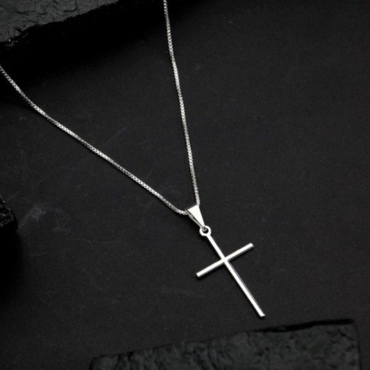 Corrente Veneziana + Pingente Cruz Palito Banhado a Prata 925 Cordão Masculino Correntinha com Crucifixo em Oferta na Shopee