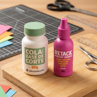 Tekstolder Kit Para Base de Corte: Retack 30g + TK Cola 40g Refil Para Silhouette, Scanncut em Oferta na Shopee