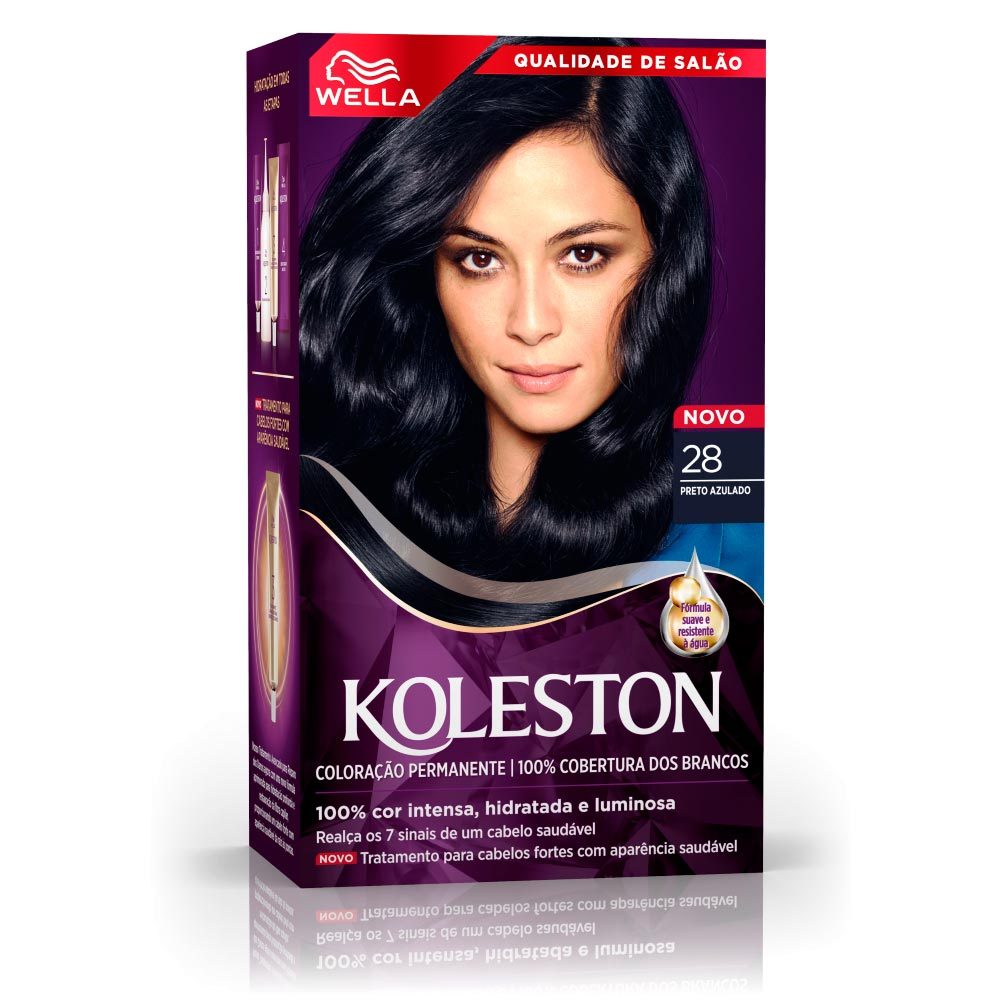 Tinta de Cabelo Koleston Preto Azulado 28 em Oferta na Shopee
