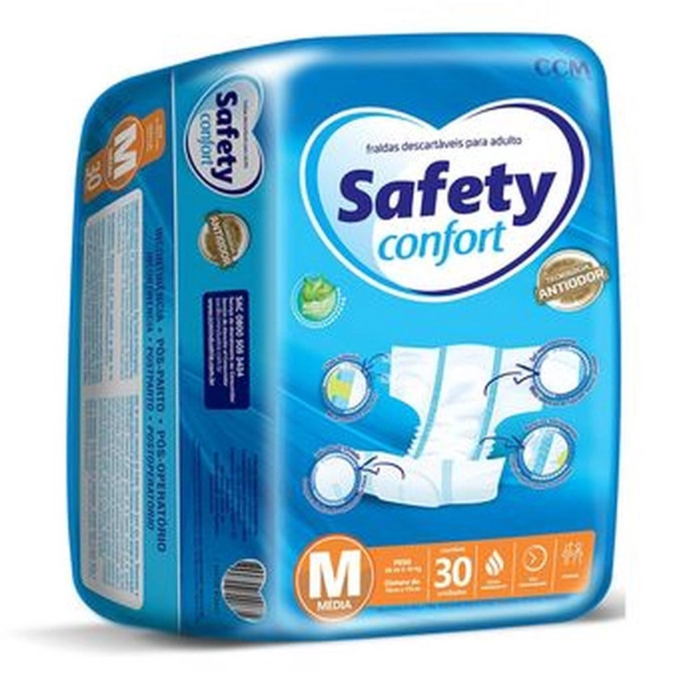 Fralda Descartável Safety Confort Tamanho M com 30 Unidades em Oferta na Shopee