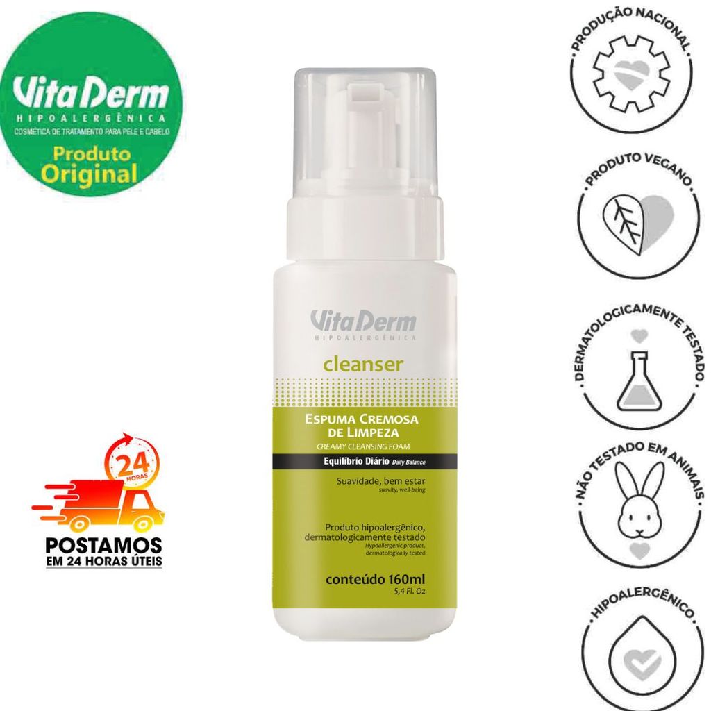CLEANSER ESPUMA CREMOSA DE LIMPEZA 160ML - VITA DERM