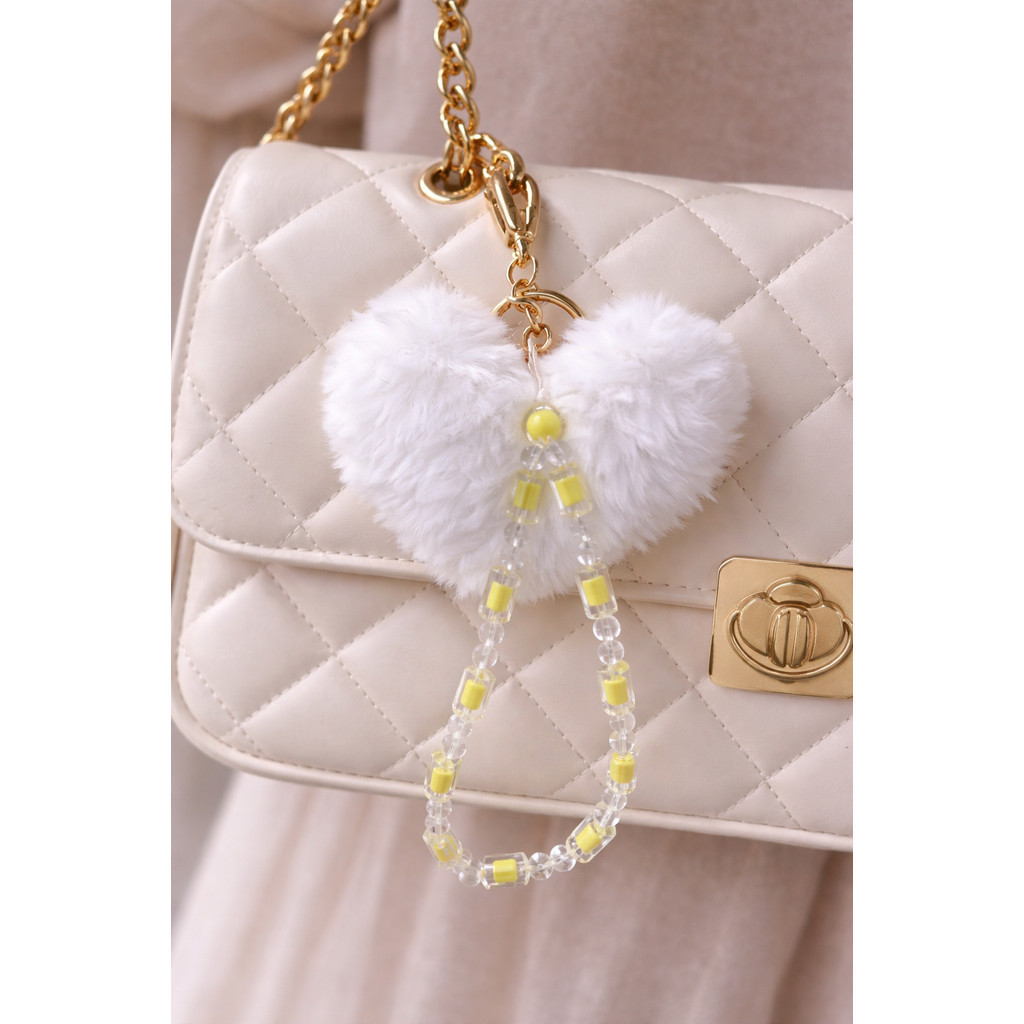 KIT-CHAVEIRO CORAÇÃO BRANCO + PULSEIRA MIÇANGA SORTIDA