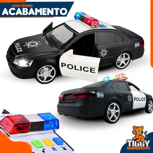 Carrinho Policia Infantil Menino Som Luz 3D Sons Realistas – Sirene, Ré, Buzina e Ignição — imagem 2 de 2