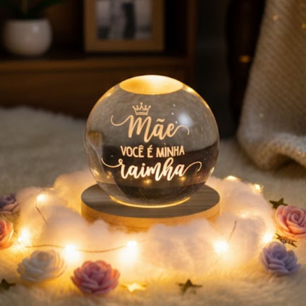 Enfeite Decorativo Luminária Globo Dia das Mães Presente Abajur Led com Cabo USB Decoração Quarto em Oferta na Shopee