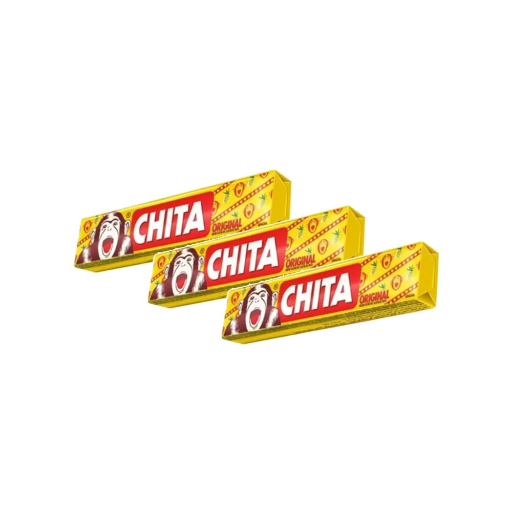 Kit 3 Bala Chita Mastigável Abacaxi 35g