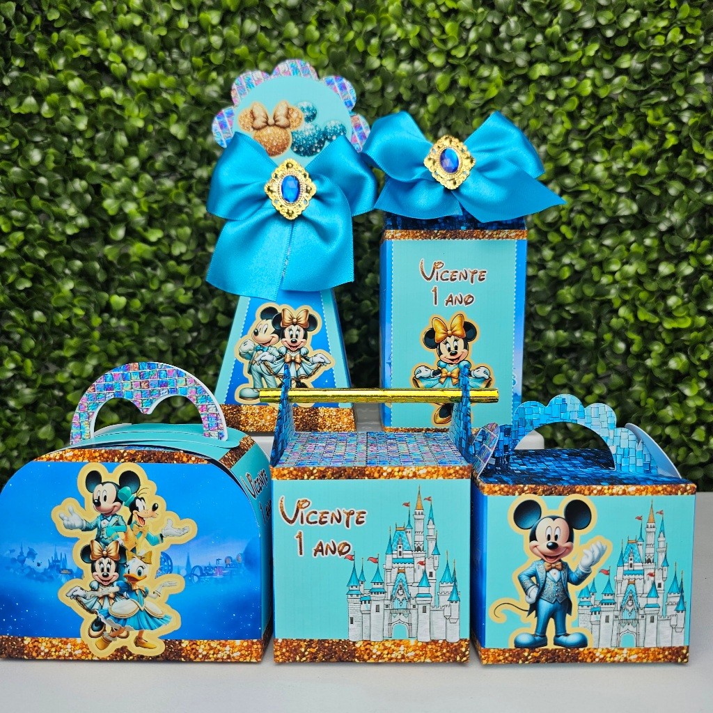 Kit Caixa Montada DISNEY 50 ANOS AZUL MENINO - Personalizados - Festa infantil - Aniversário - Lembrancinha