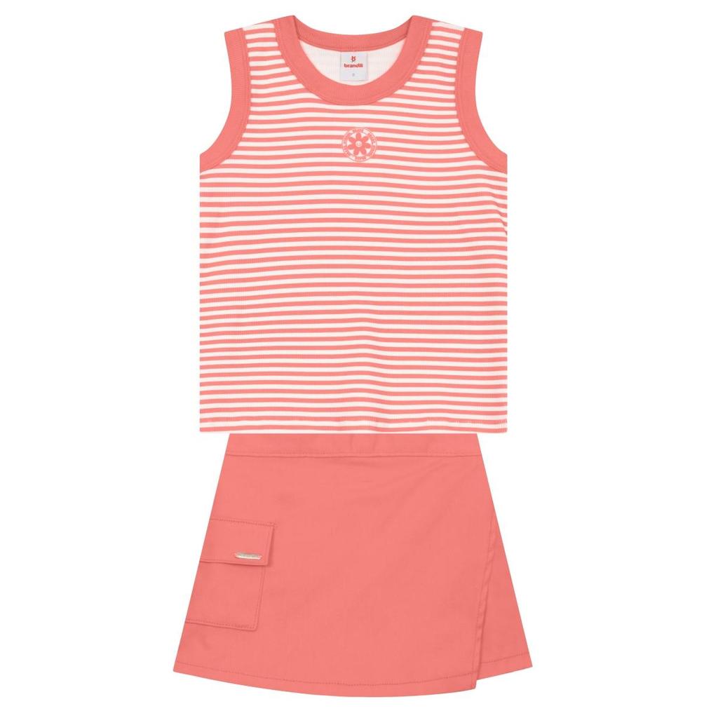 Conjunto infantil menina com listras Brandili