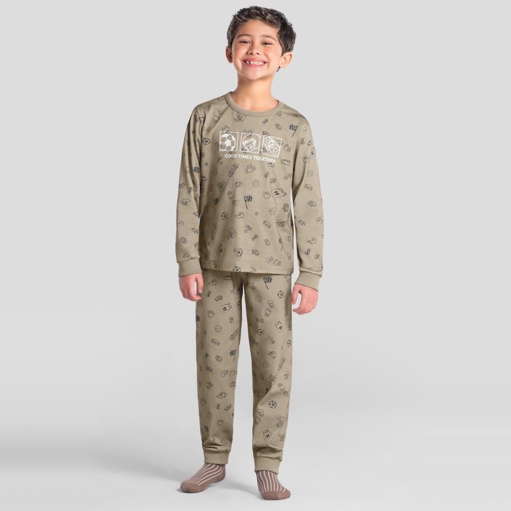 Pijama infantil menino esportes brilha no escuro Brandili