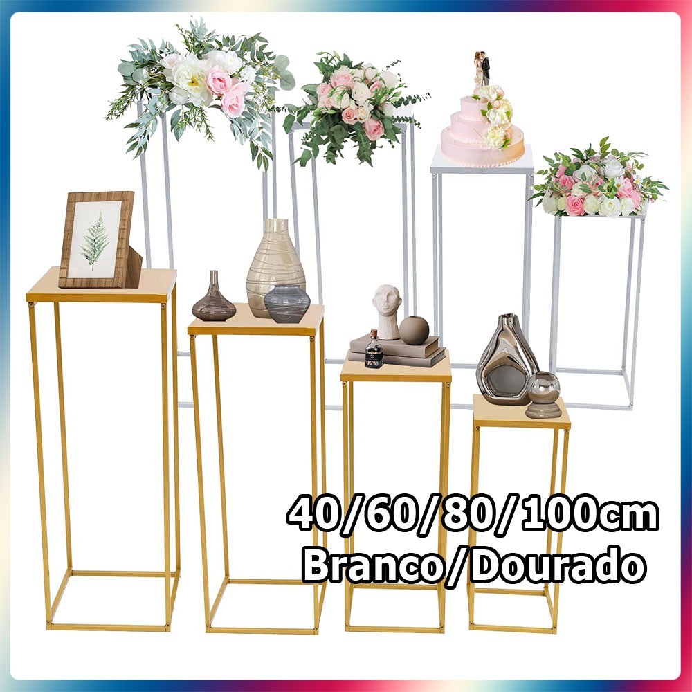 4 peças suporte de flor de casamento 40-100cm festa coluna quadrada suporte de exibição festa igreja decoração