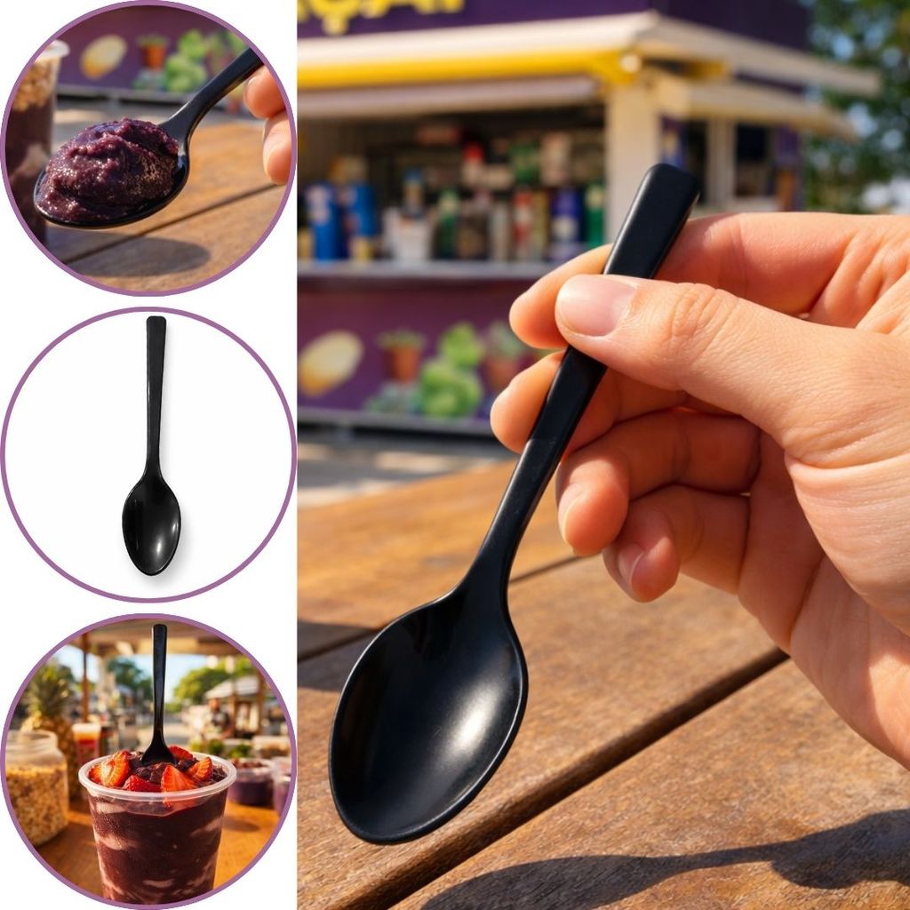 1500 COLHER PARA AÇAI 15,5 CM PRETA