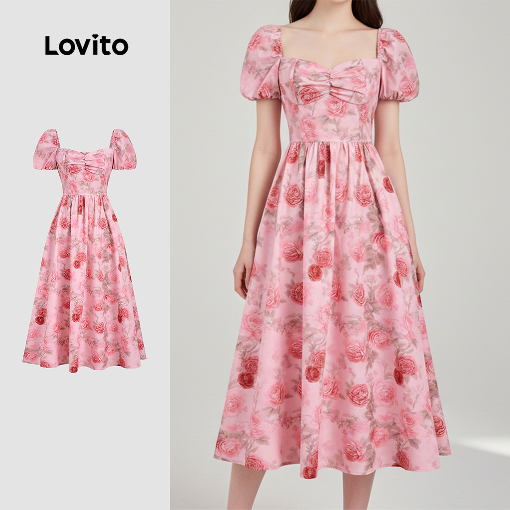 Lovito Vestido Elegante Primavera/verão para mulheres L167LD041 em Oferta na Shopee