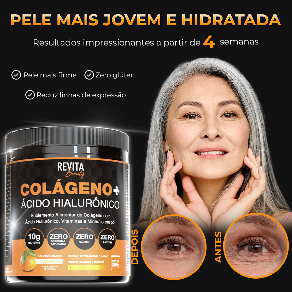 Colágeno + Ácido Hialurônico e Biotina Revita Beauty 250g Zero Açúcar e Verisol - Entrega Express