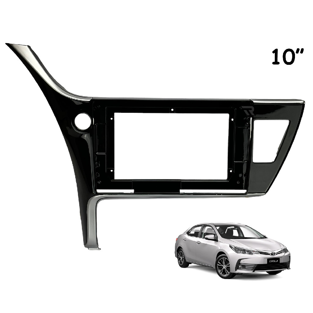 Moldura Painel Central Multimidia 10 Polegadas Toyota Corolla 2018 a 2019 Com Relogio