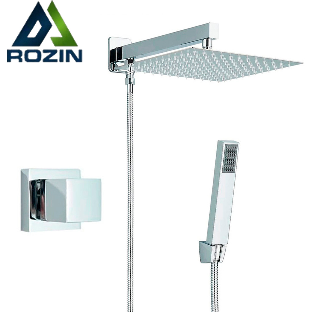 Kit Ducha Chuveiro De Banheiro 30X30cm/20X20cm Inox Com Ducha Manual + Acabamentos Registros