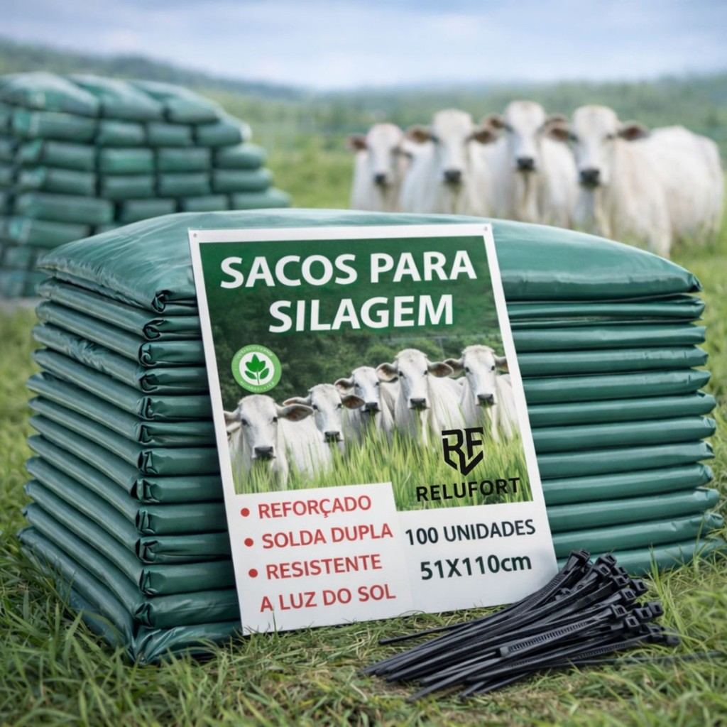 Sacos Para Silagem Verde 51 X 110cm 100un + 100 Abraçadeiras em Oferta na Shopee