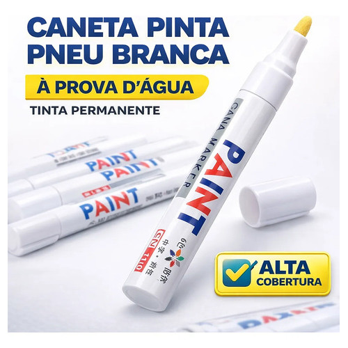 Caneta Pinta Pneu Branca À Prova Dágua Carro Moto Tênis Branco Branca