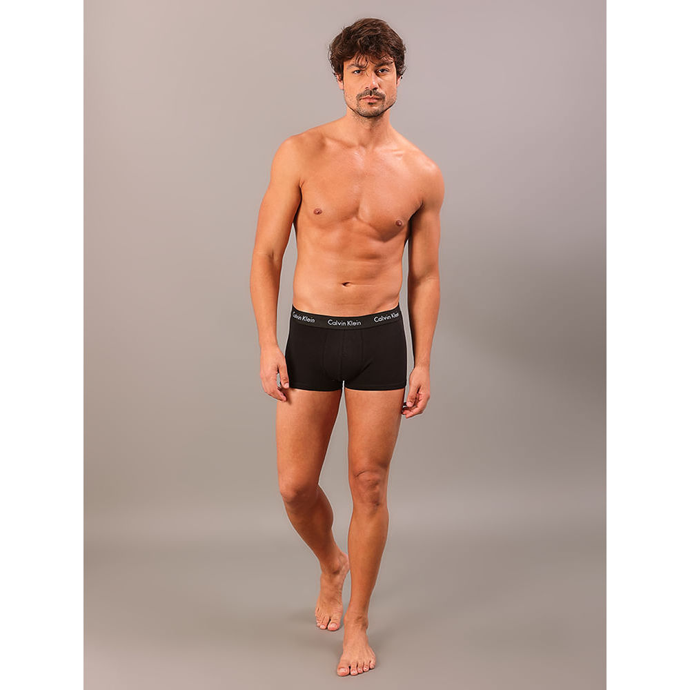 Kit 4 Underwear Trunk Classic Cintura Baixa Com Elastano Elástico Cueca Calvin Klein - Preto