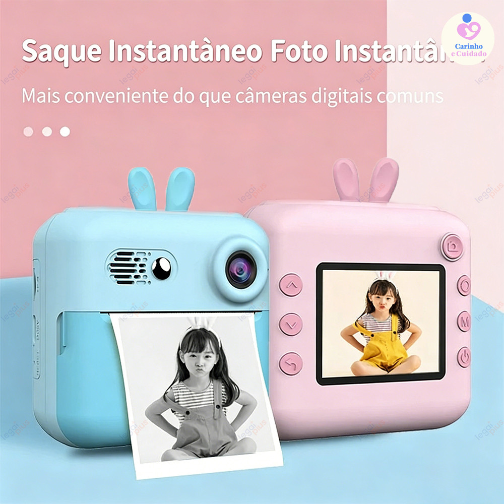 Câmera Fotográfica com Impressora Embutida para Crianças - Função de Vídeo e Impressão Térmica