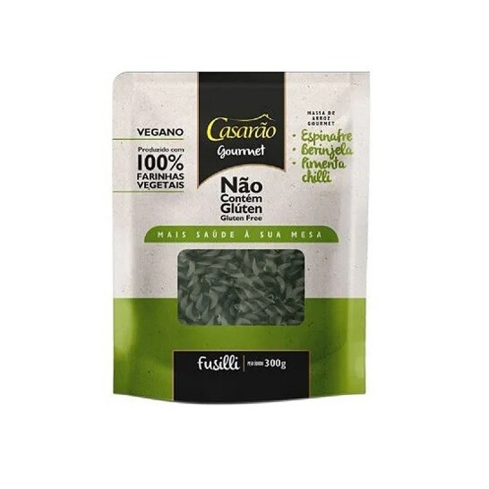 Macarrão Fusilli Espinafre, Berinjela e Pimenta Chilli 300g Casarão