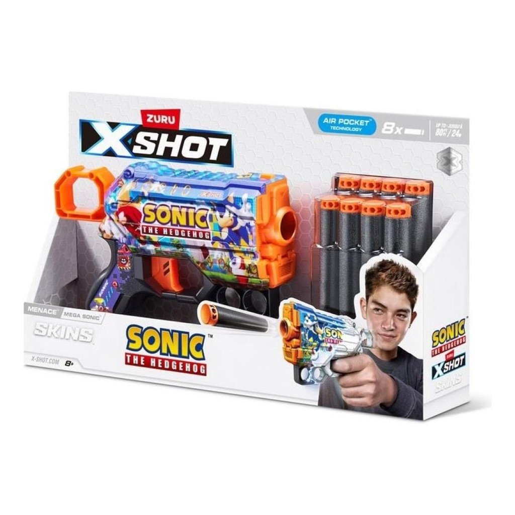 Lançador X-shot Skins Menace Sonic Mega Sonic Candide