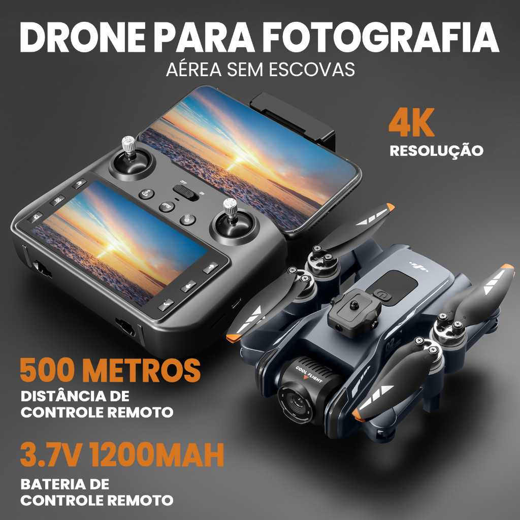 Drone profissional XT808 possui uma tela 4K de 4,5 polegadas, GPS 5G e uma câmera de 180°