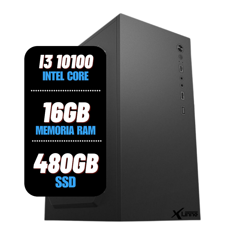 PC CPU XLinne Intel Core i3 10º, 16GB Ddr4 de Memoria ram, SSD 480GB