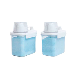 Kit com 2 porta sabão em pó 1,1L com copo dosador e travas - Oikos