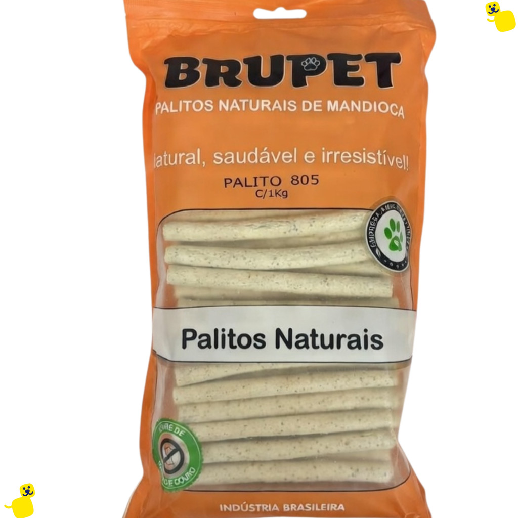Petisco para Cachorro Palito Brupet 8mm Natural de Mandioca 1Kg Petisco Saudável para Cachorro Pet