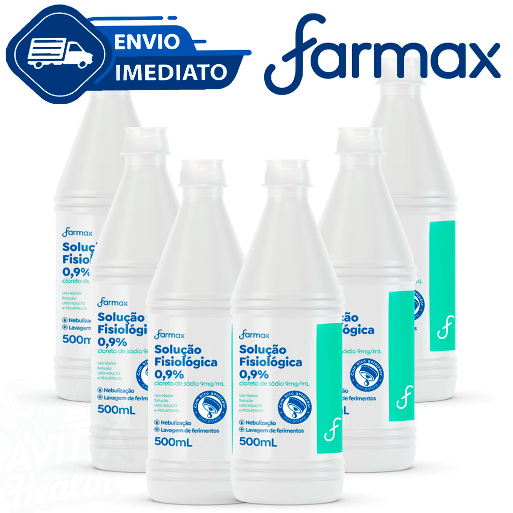 Kit C/6 Unidades Soro Fisiológico Sorimax Lavagem Nasal 0,9% 500ml Farmax Envio Imediato