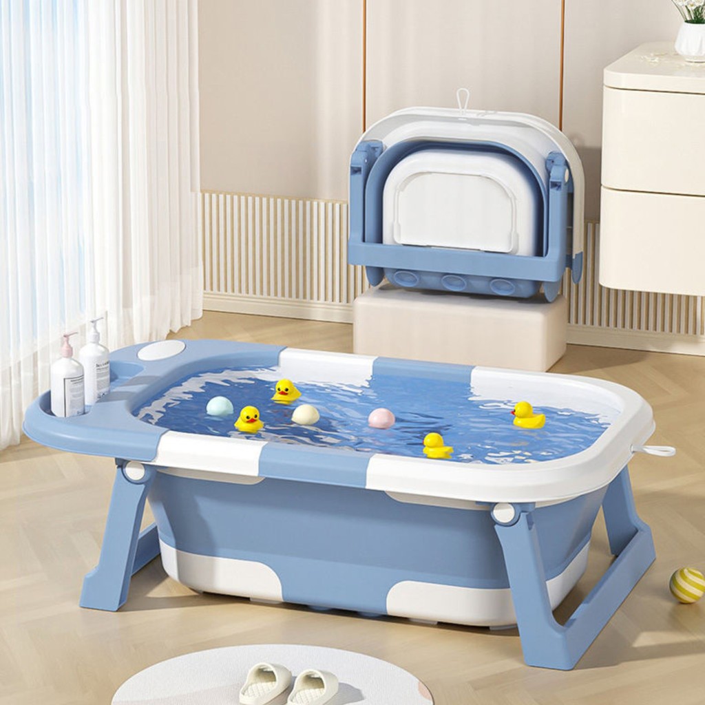 Banheira Dobrável Para Bebês Com Termômetro Digital Portátil Antiderrapante Resistente Leve Seguro