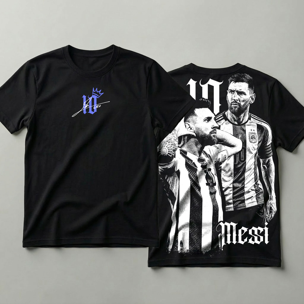 [Camiseta Premium em Algodão Puro]TT Camiseta 100% Algodão Estampa Futebol Lionel Messi Premium
