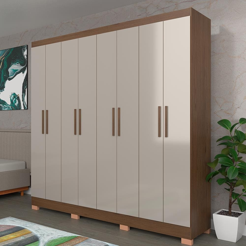 Guarda-Roupa Bartira Porto com 8 Portas e 4 Gavetas 219,2 de Largura