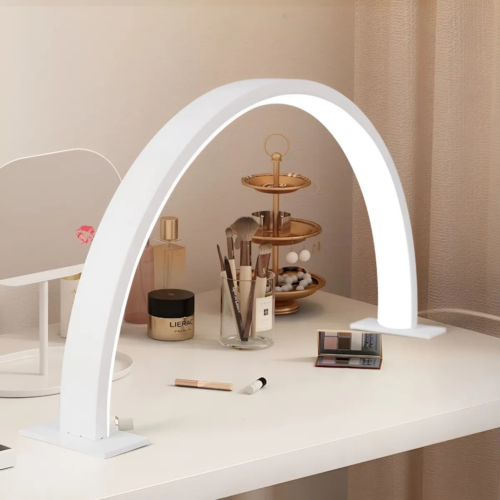 Luminária De Mesa Largura  Meia Lua Em Led Bivolt Regulável Manicure Para Unha Controle De Luz 3 Tons em Arco