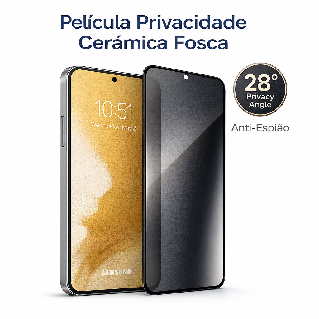 Película Cerâmica Fosca Privacidade para Samsung A06 / A16 / A26 / A36 / A56 / S24 FE / S25 FE