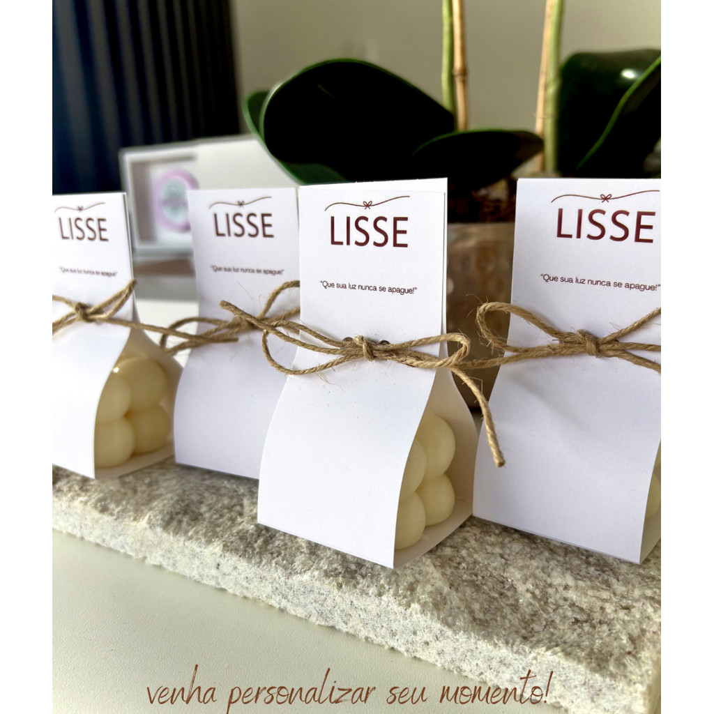 Kit Velas Mini Bubble Aromáticas Caixinha Personalizada - Lembrancinhas Casamento, Aniversario 40g