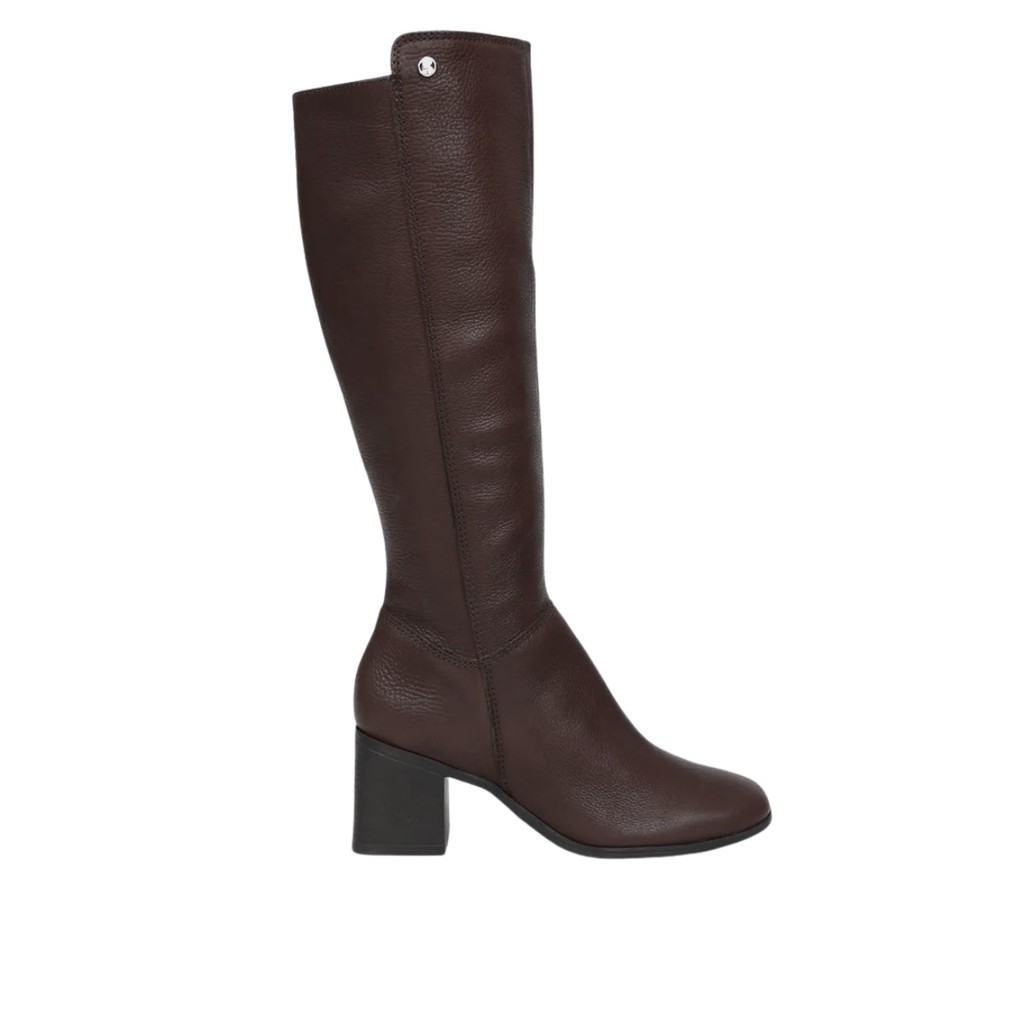 Bota Cano Longo Couro Marrom Bottero Salto Bloco