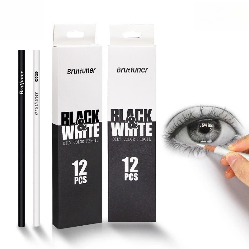 Kit Profissional De Lápis De Desenho Coloridos Brancos E Pretos Para Esboçar De Arte Escolar Material De Papelaria