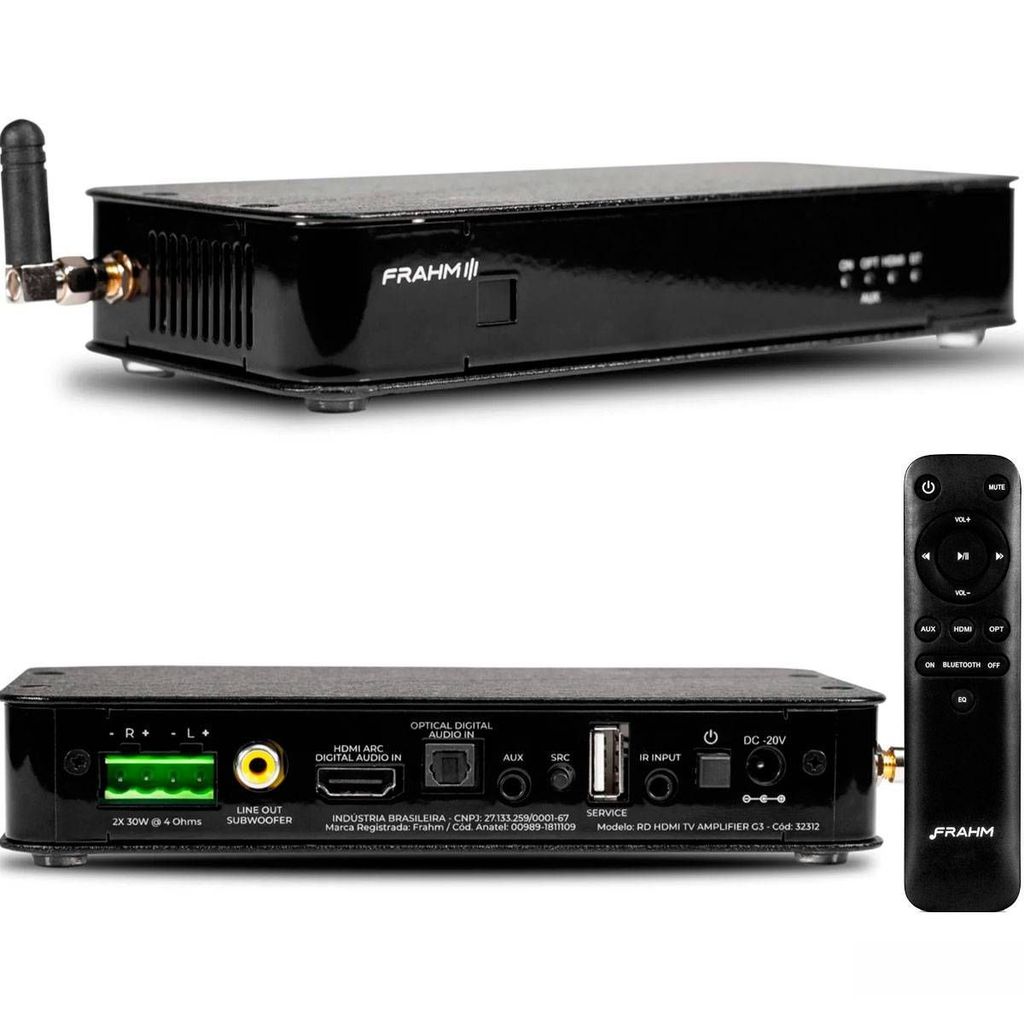 Amplificador Frahm RD HDMI TV G3 Optical Bluetooth 60w 2 Canais Preto