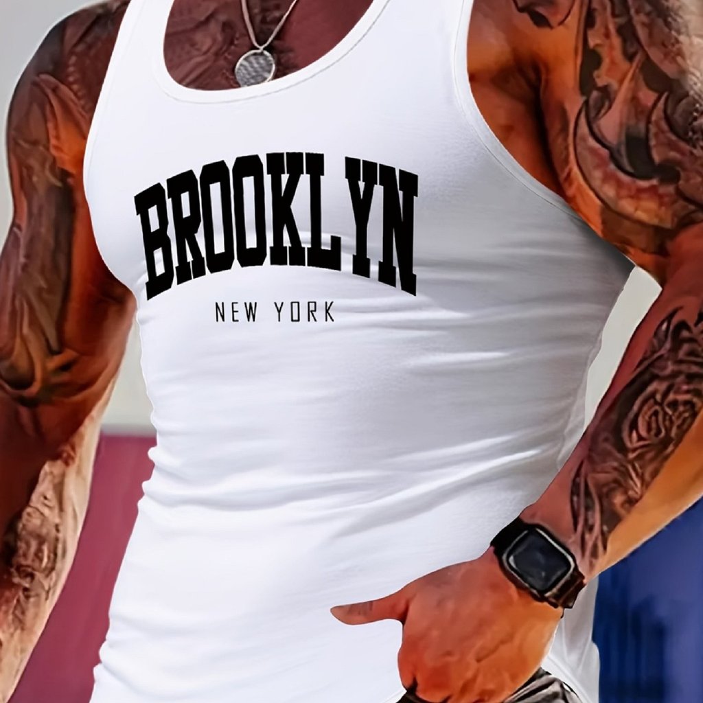 Camiseta Regata Masculina Para Ele Presente Estampada Design Brooklyn - Camisa Estilosa para Academia e Looks Casuais, 