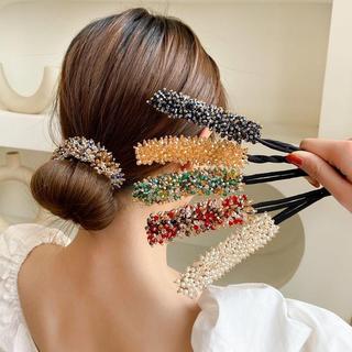 Laço de cabelo de cristal trançado estilo de cabelo preguiçoso torcido ferramenta útil bola cabeça vara de cabelo fofo f