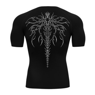 Camiseta Compressão Uv Manga Curta Cyber Tribal Chimera Spine Rash Guard em Oferta na Shopee