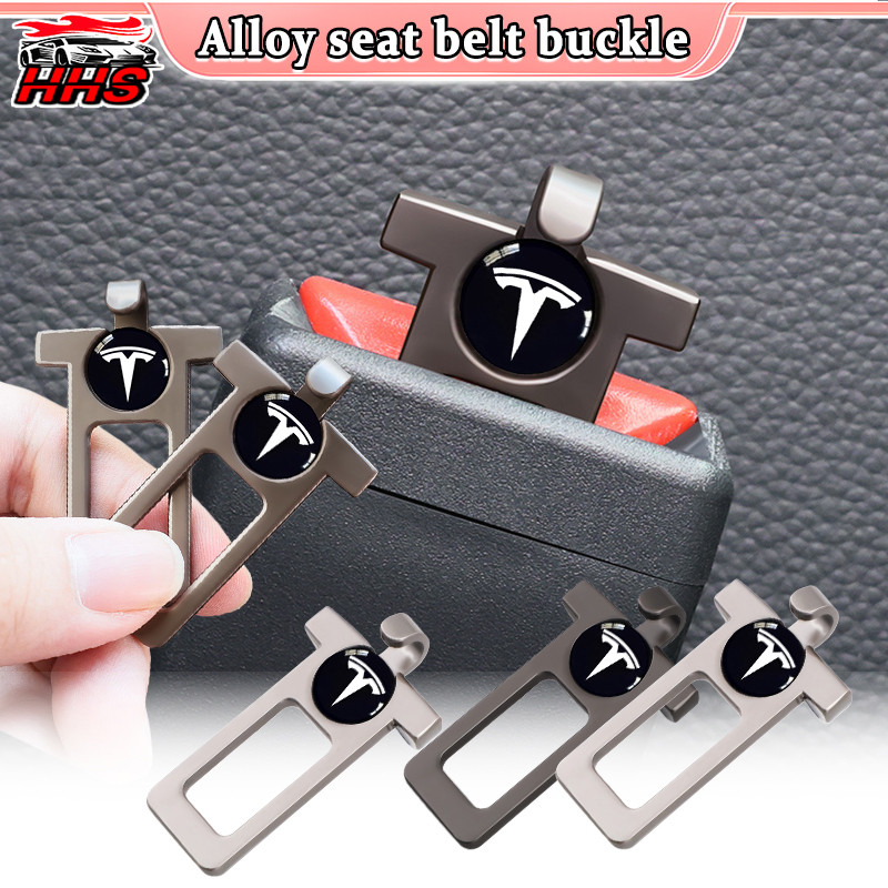 1/2 Pçs Tesla Fivela De Cinto De Segurança Do Carro Material Liga Zinco Alarme Silenciador Inserção Gancho Design Para M