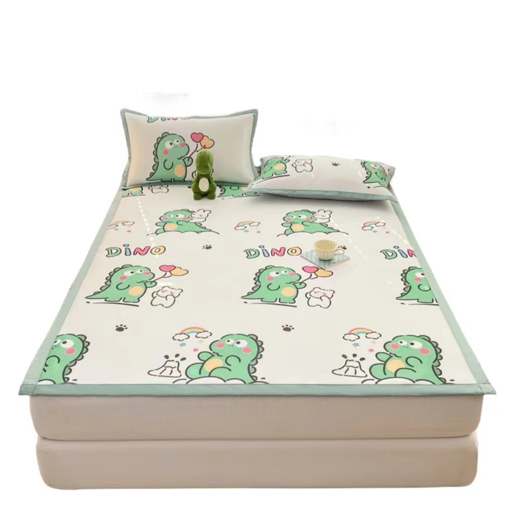 Verão gelo seda legal esteira conjunto de três peças lençol totalmente cercado colcha dobrável ar condicionado macio fre