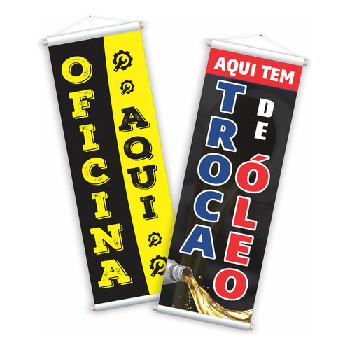 Kit Banner Pronto Oficina Mecânica Troca De Óleo Automotivo Kit Oficina E Troca De Óleo 2 Banners