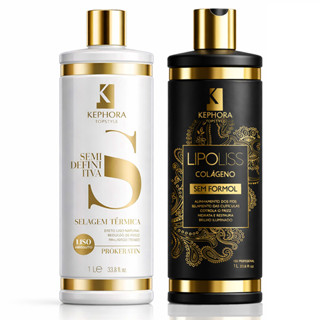 Kit Kephora Escova Semi Definitiva 1L + Progressiva Lipoliss Sem Formol Selagem Termica Liso Intenso em Oferta na Shopee